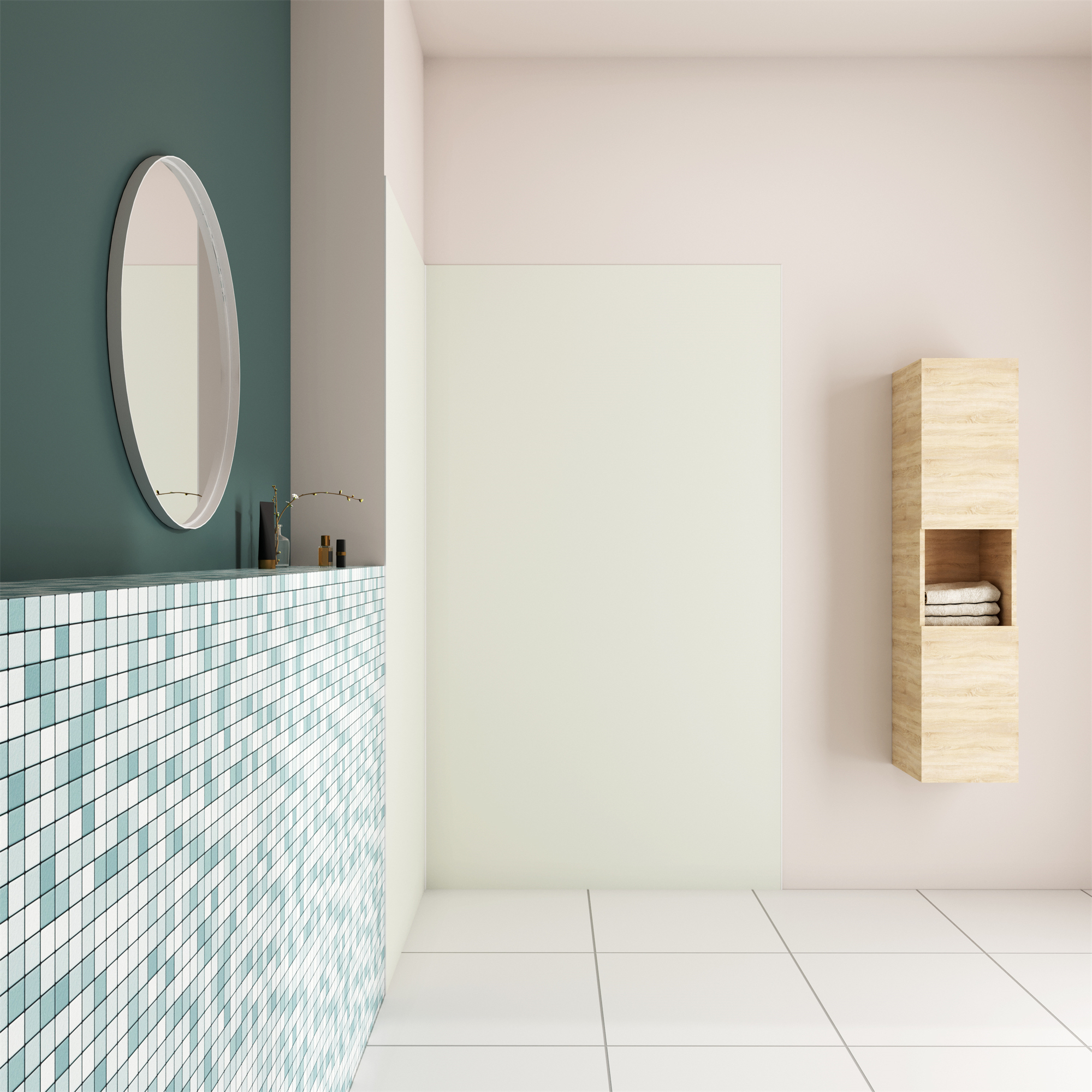 Panel angular de pared para ducha en aluminio,marfil,80x80x210cm