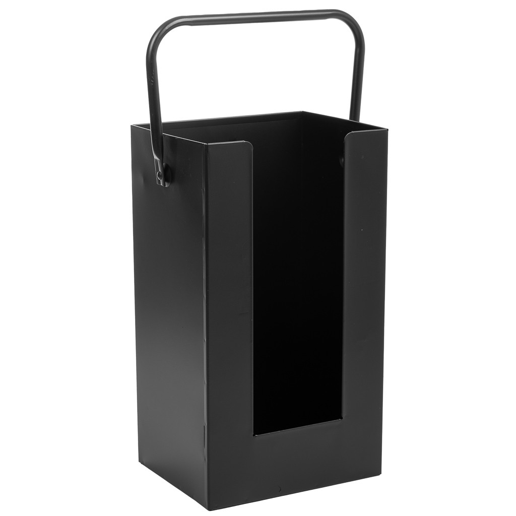 Leñero para la chimenea de metal con asa negro 37x18x42