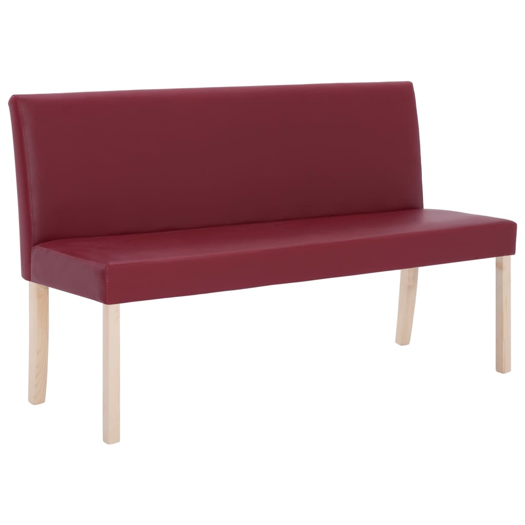 vidaXL banco de cuero sintético 139,5 cm color vino tinto