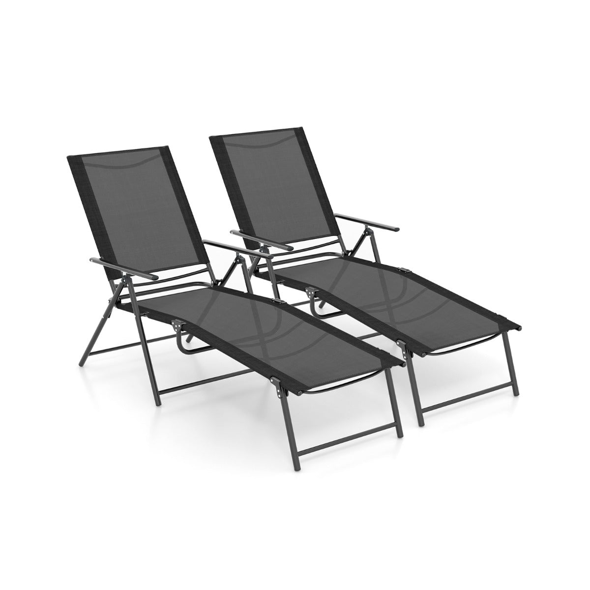 Juego de 2 tumbonas plegables 156-189 x 64 x