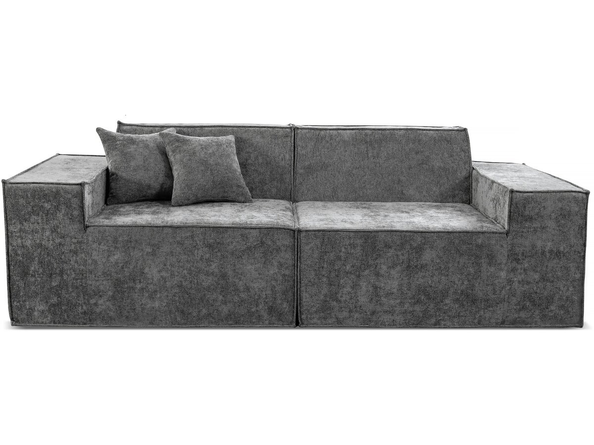 Sofá modular recto de 3 plazas en tejido texturizado "lusso" - gris