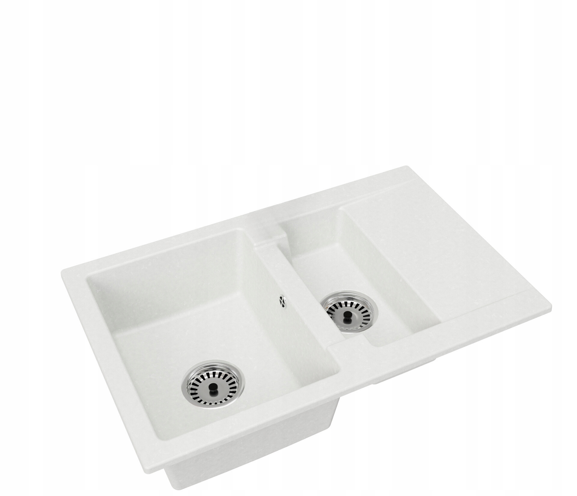 Fregadero cocina blanco 47,5x73,7cm, fregadero granito 1,5 senos + sifón