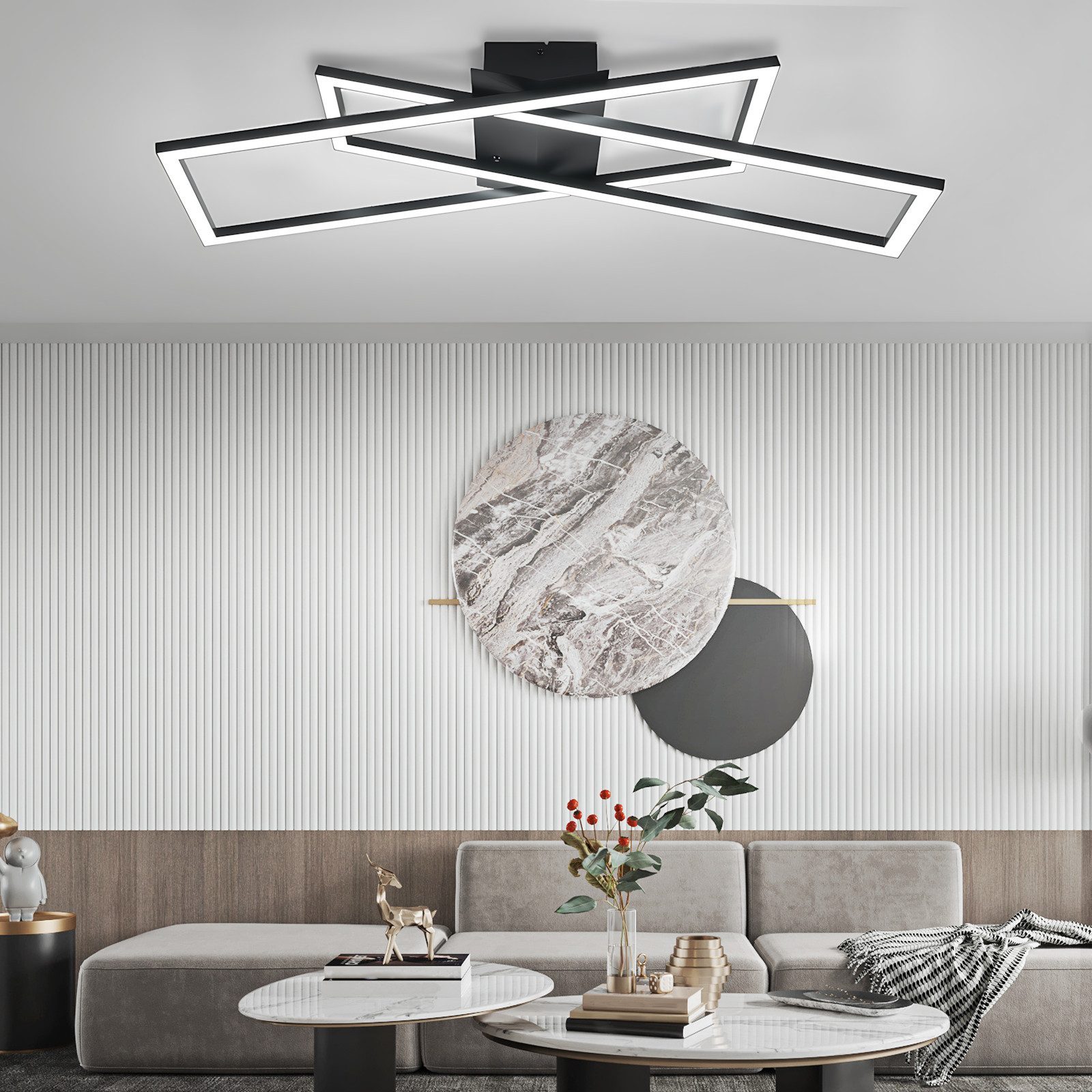 Nettlife plafon de techo LED negro 67x22