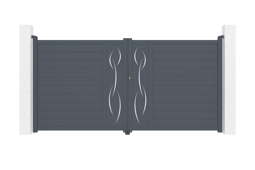 Puerta batiente regulable ancho 3,5m life h.180cm aluminio gris