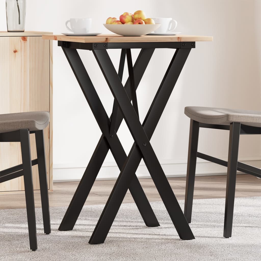 Mesa de comedor marco x madera maciza pino y acero 50x50x75 cm oif451907
