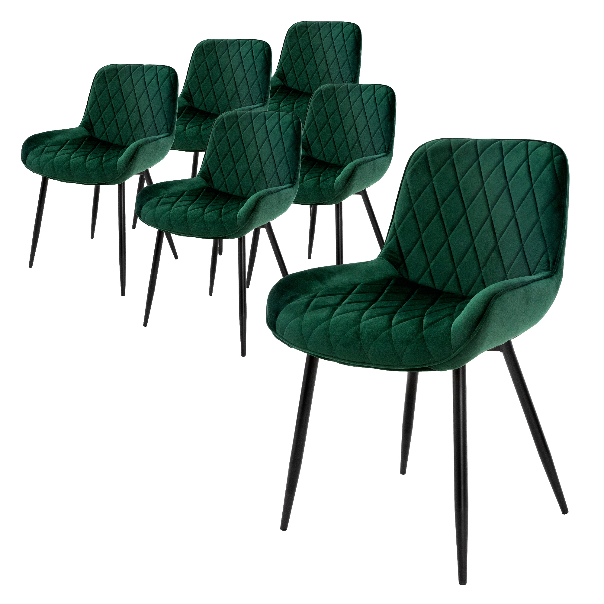 Juego 6 sillas de comedor/salón de terciopelo verde 84 cm