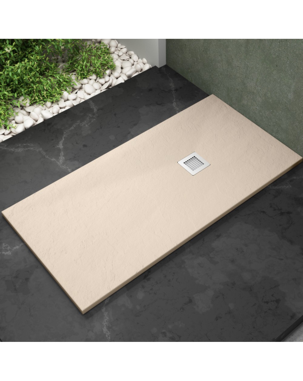 Plato ducha resina extraplano 160 x 70cm textura pizarra suave beige