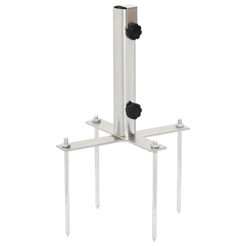 vidaXL base de sombrilla con estacas de suelo acero ø32-38 mm