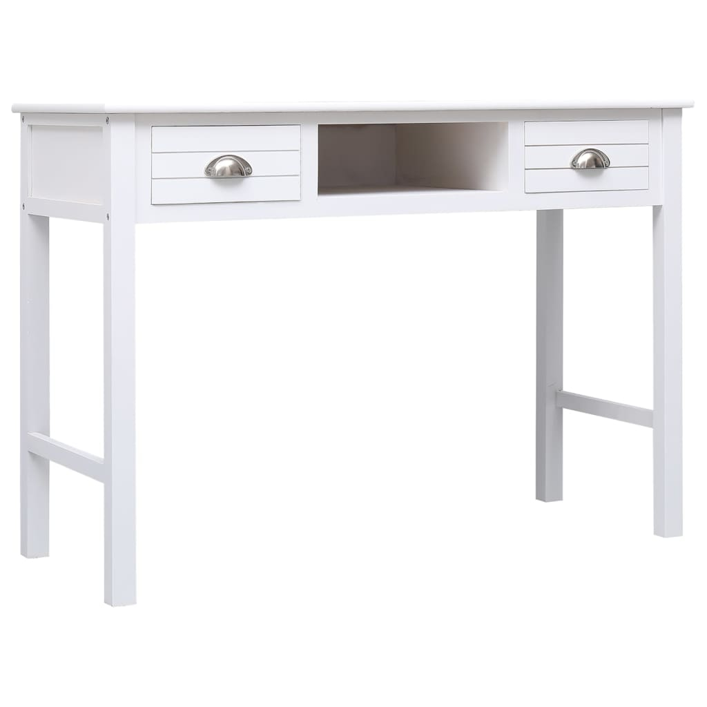 vidaXL escritorio de madera maciza de paulownia blanco 108x45x76 cm