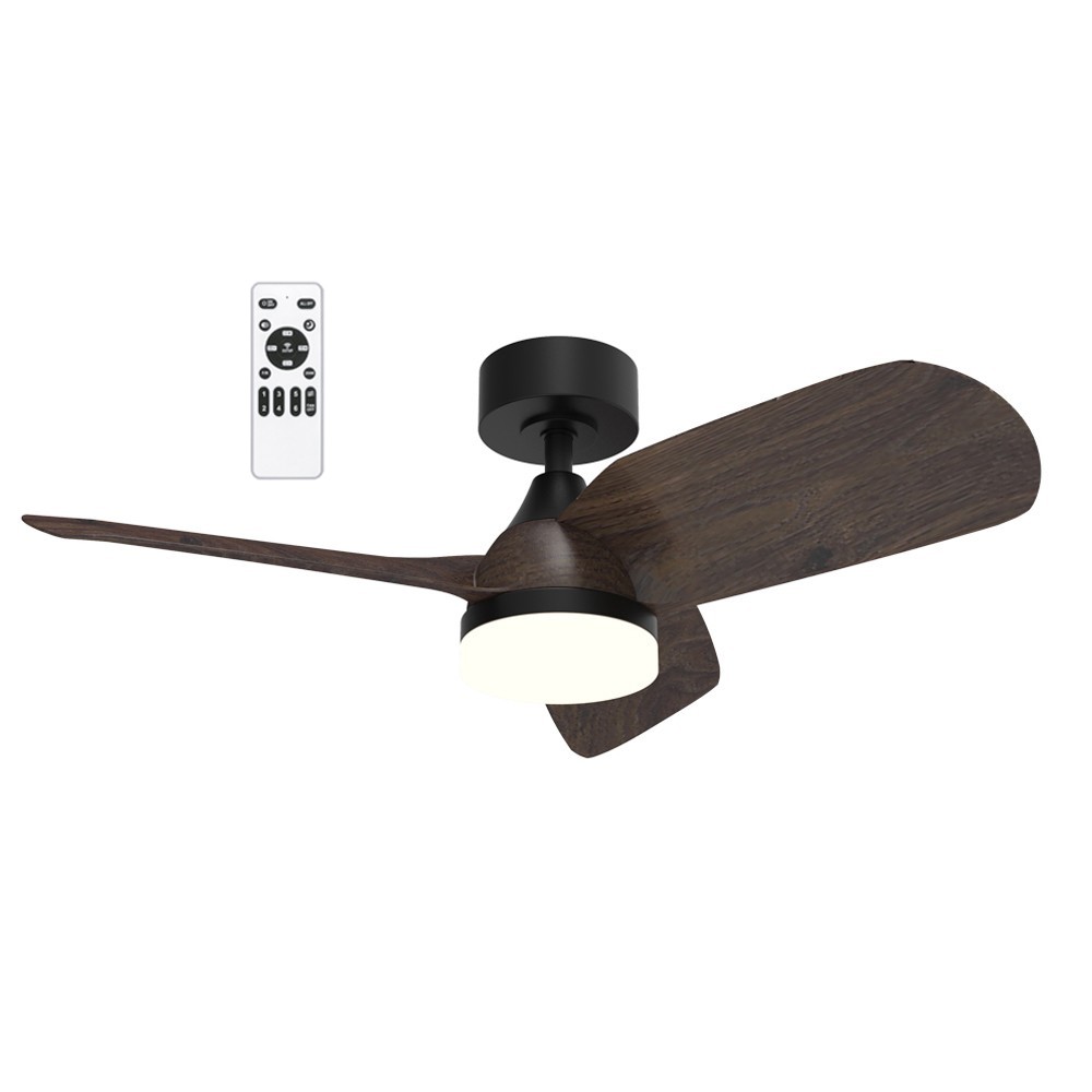 Ventilador de techo con luz LED 18w borse pequeño negro y roble 3 cct dim