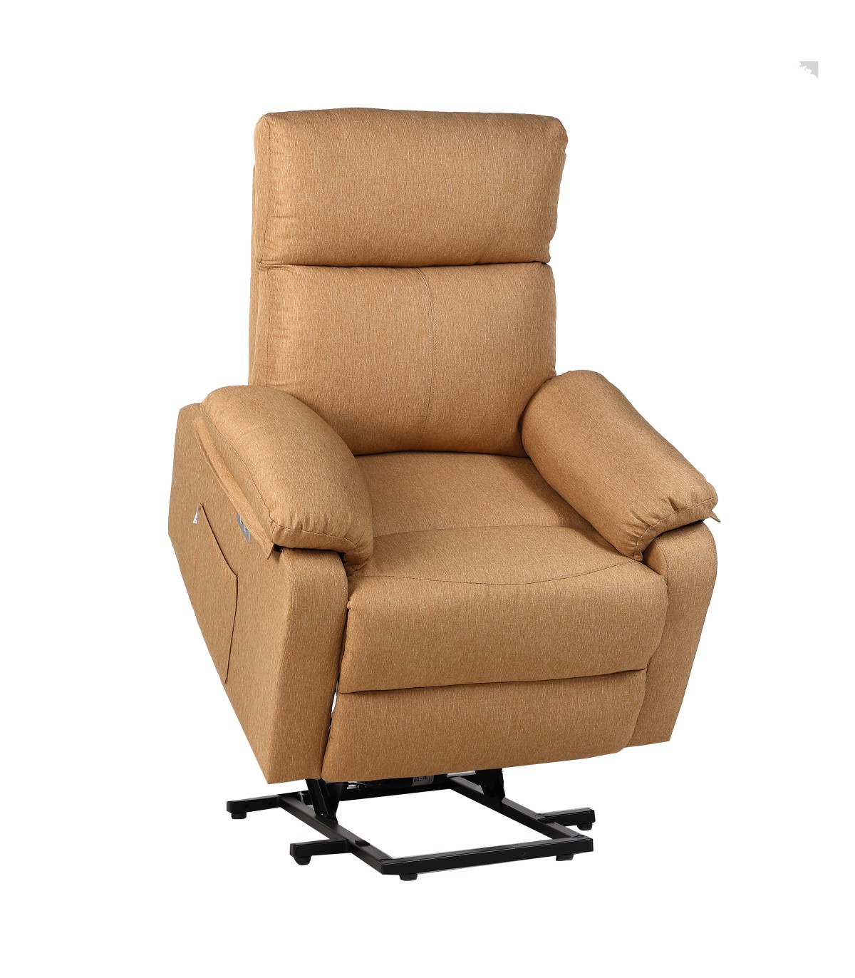 Ecode® sillón eléctrico de tela Mostaza con levantapersonas calor y usb