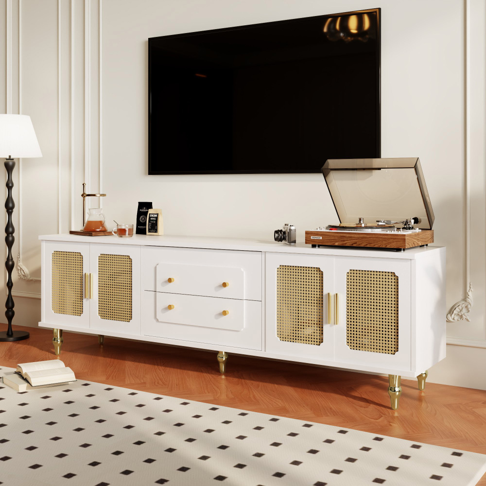 Mueble de tv para salón 4 puertas blanco 55,5x175x38cm