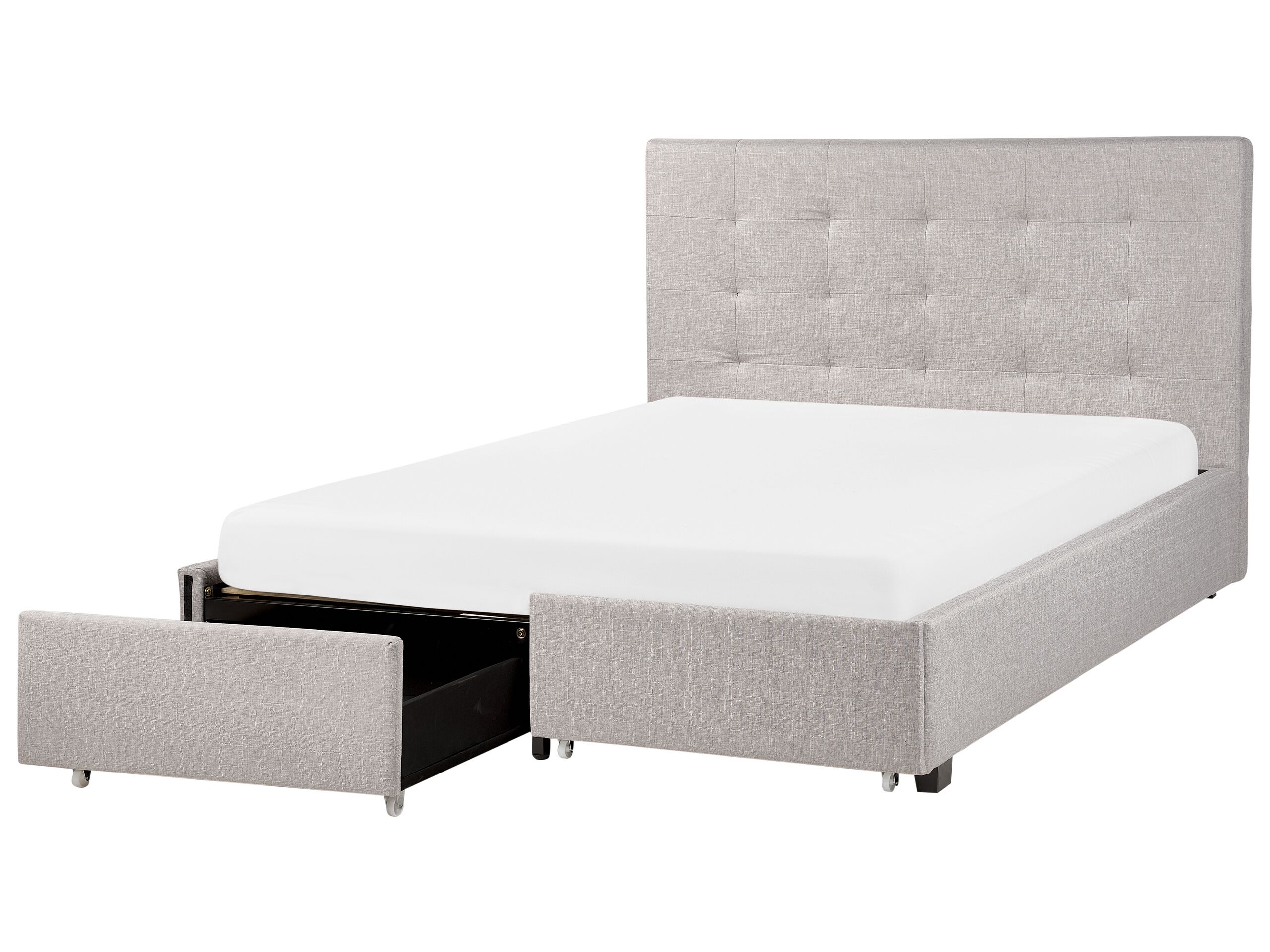 Cama con cajones la rochelle tela gris claro 140 x 200 cm