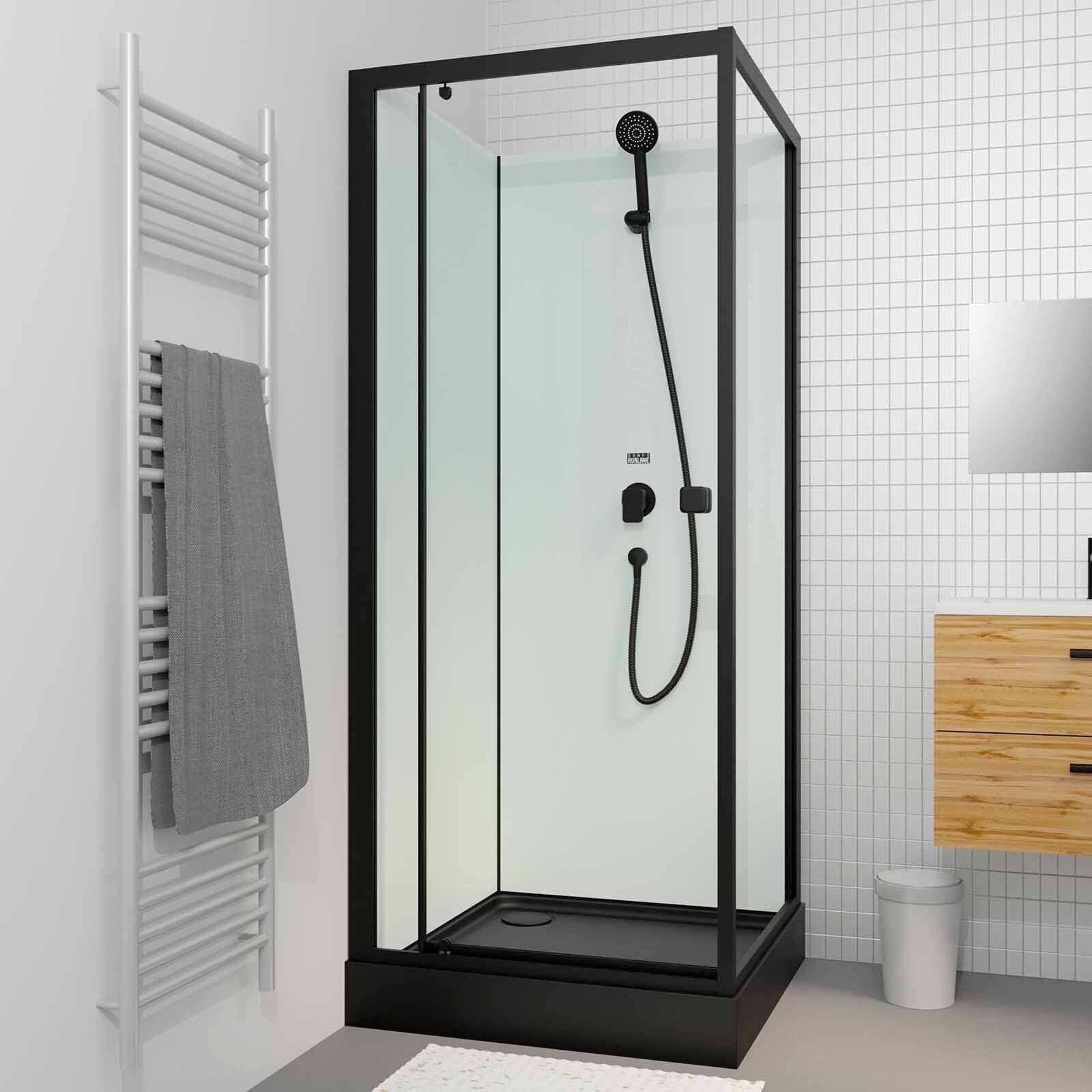 Cabina de ducha 80x80x200cm – puerta abatible – plato de ducha y perfiles