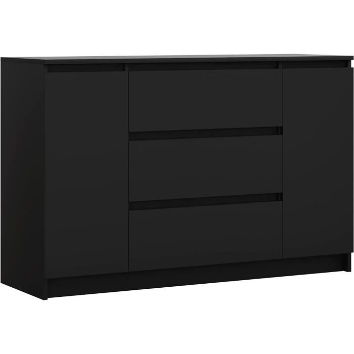 Cómoda 3 cajones - negro - 120 x 39 x 78 cm