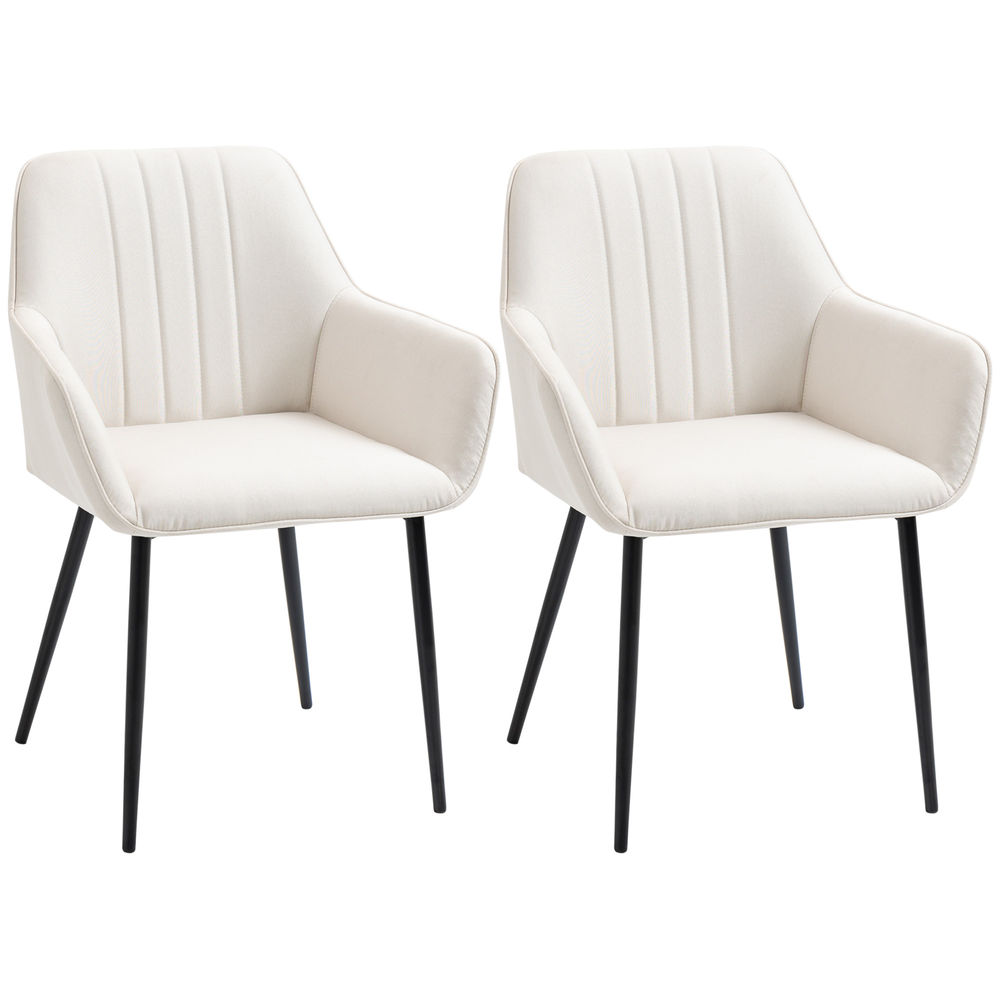 Sillas de comedor 59.5x56.5x81 cm lino, metal color beige Homcom