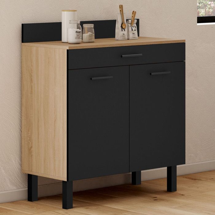 Mueble buffet cocina cina haya negro 80 cm