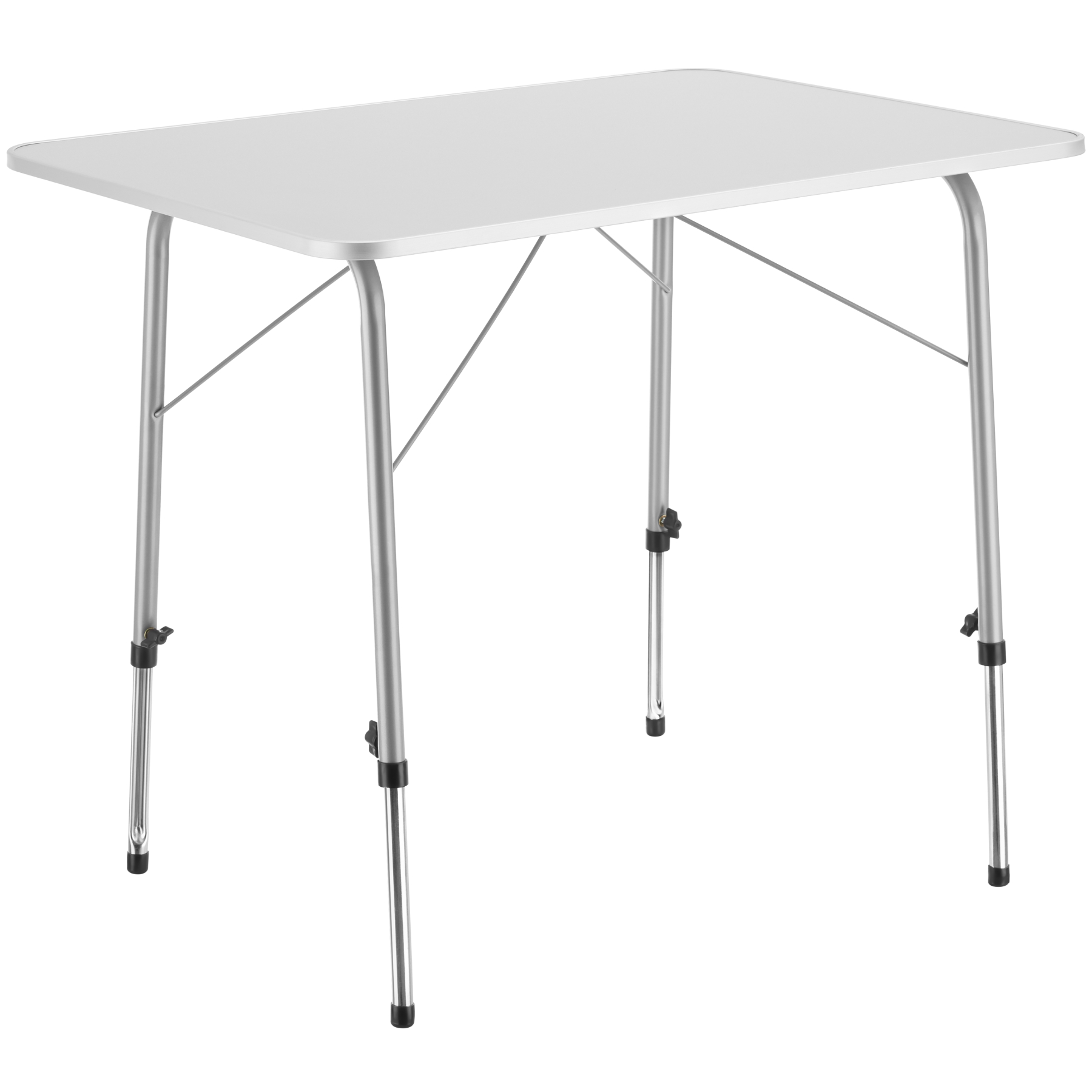 Mesa de camping ajustable en altura y plegable, 80x60x68 cm, blanco