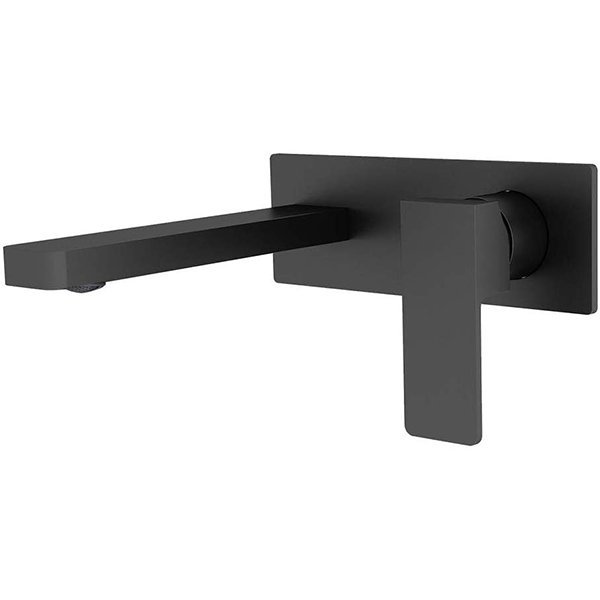 Grifo lavabo empotrado de pared, negro