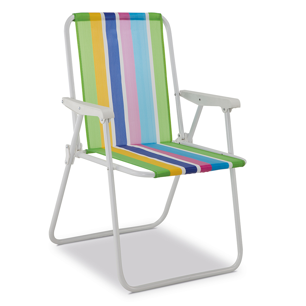 Silla alta de playa de aluminio - de rayas