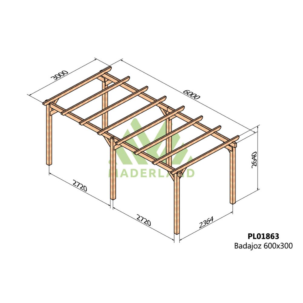 Cochera de madera - badajoz 600x300cm (maderland)
