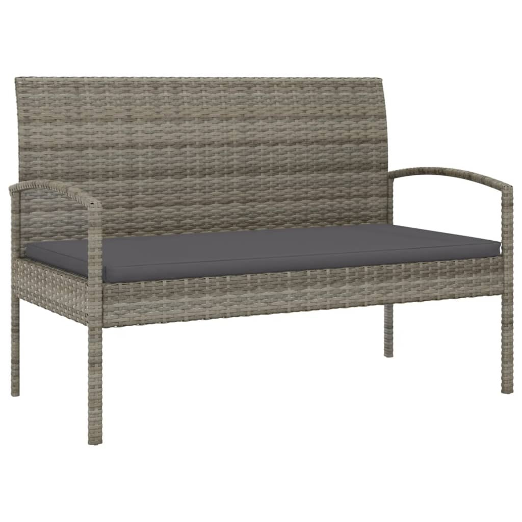 vidaXL banco de jardín con cojín ratán sintético gris 105 cm