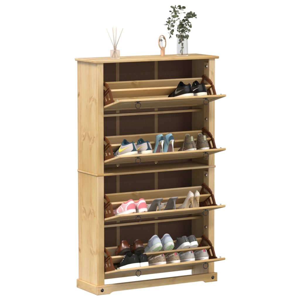 Mueble zapatero corona madera maciza de pino 99x32x163,5 cm