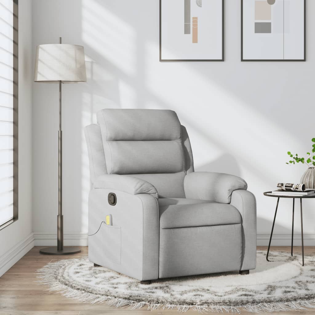 Sillón reclinable de masaje de tela gris claro es5295