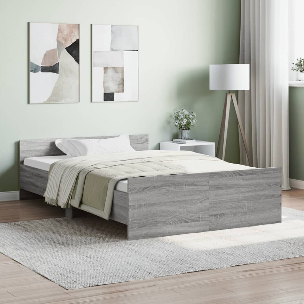 Cama con cabecero piecero gris sonoma 120x190 cm