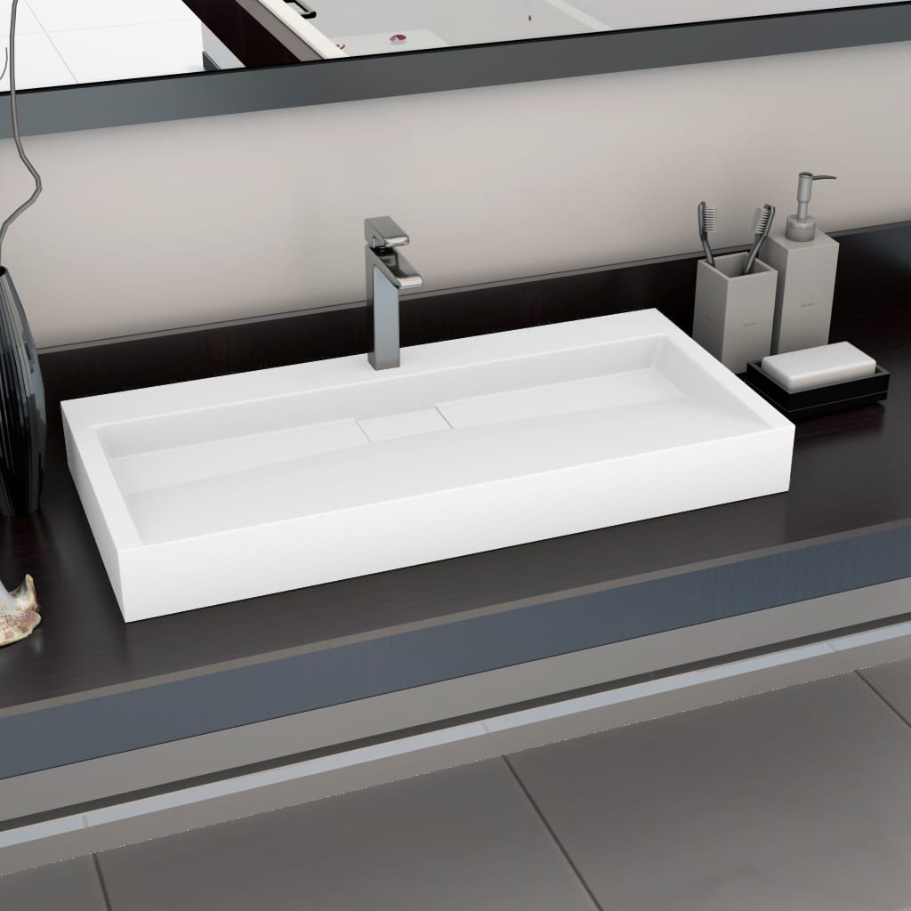 Lavabo 100x46x11 cm resina mineral/mármol blanco