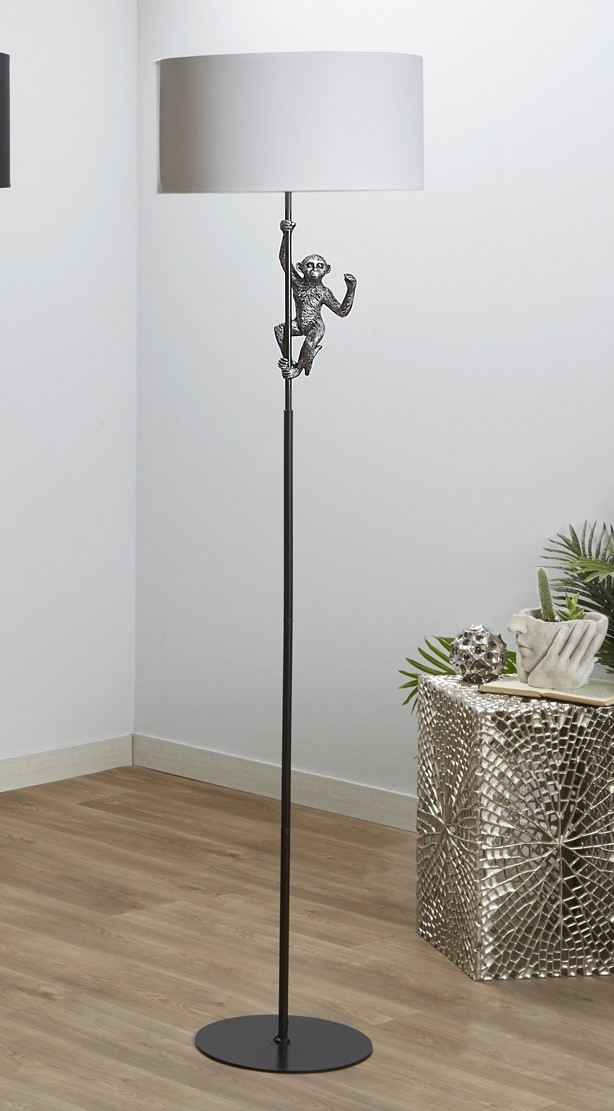 Lampara pie resina mono plata 165 cms. 45dx165 cms
