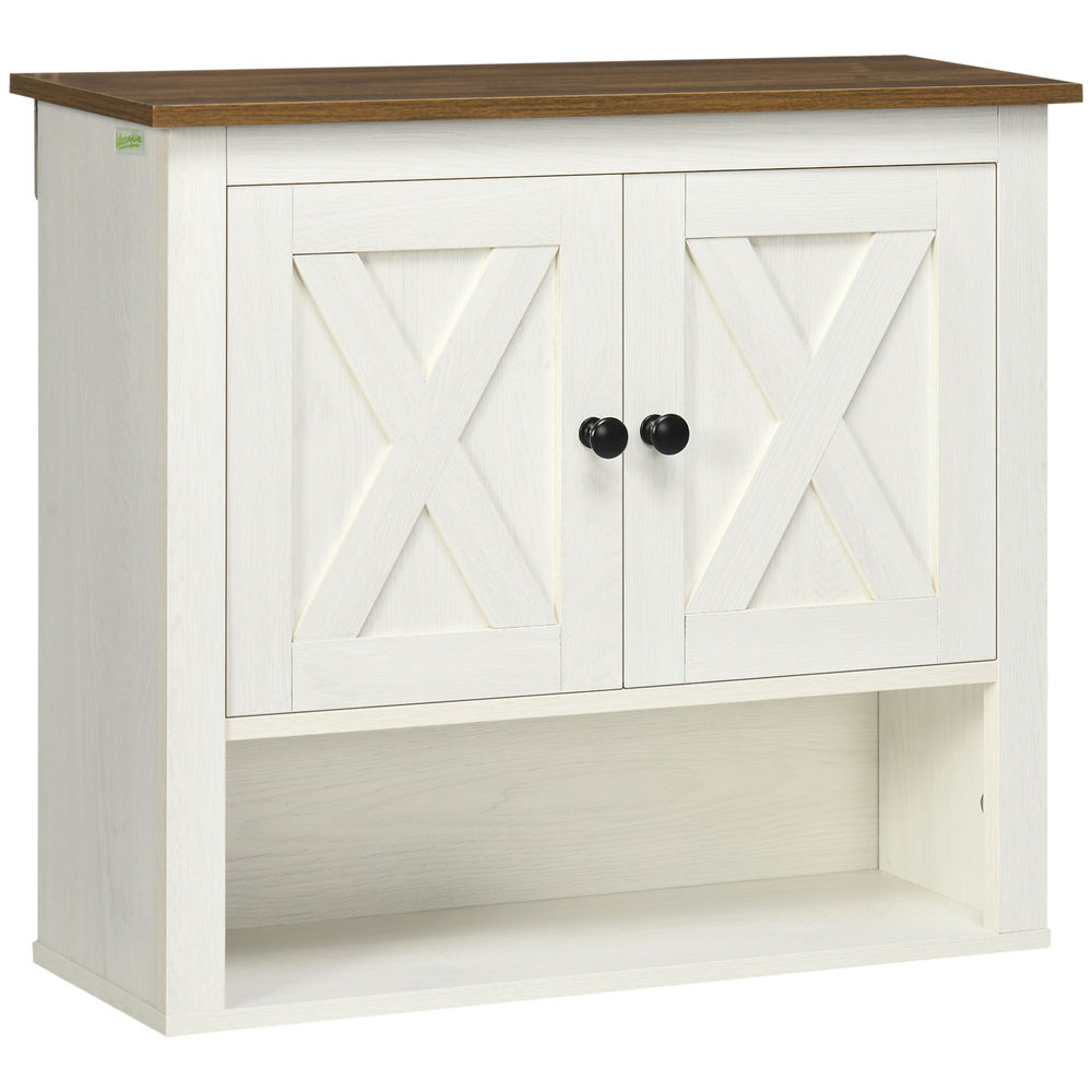 Armario de pared 60x19.5x52.5 cm color blanco kleankin, hogar - baño