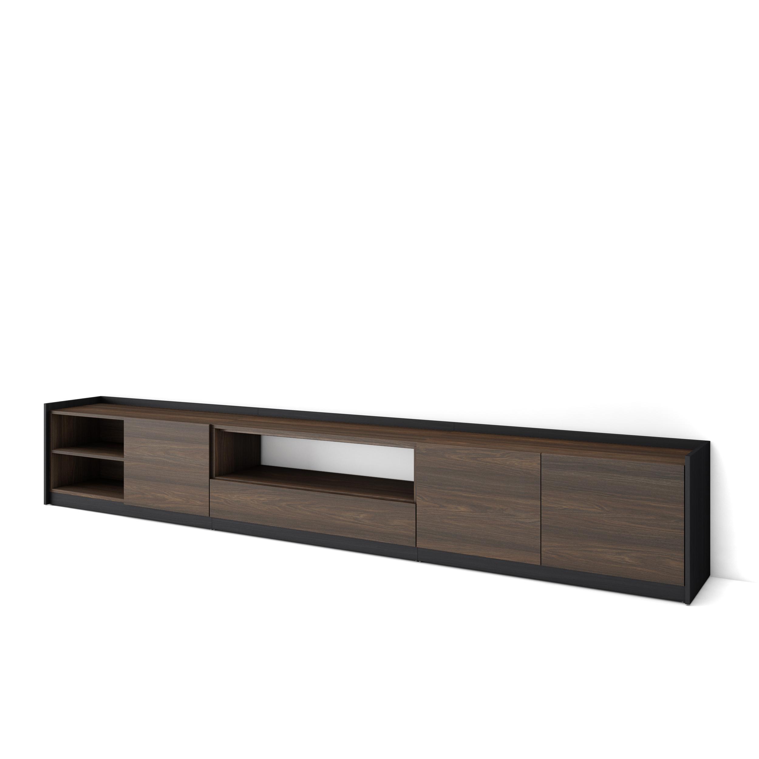 Mueble tv, 310x50x37cm, roble oscuro y negro rf4346