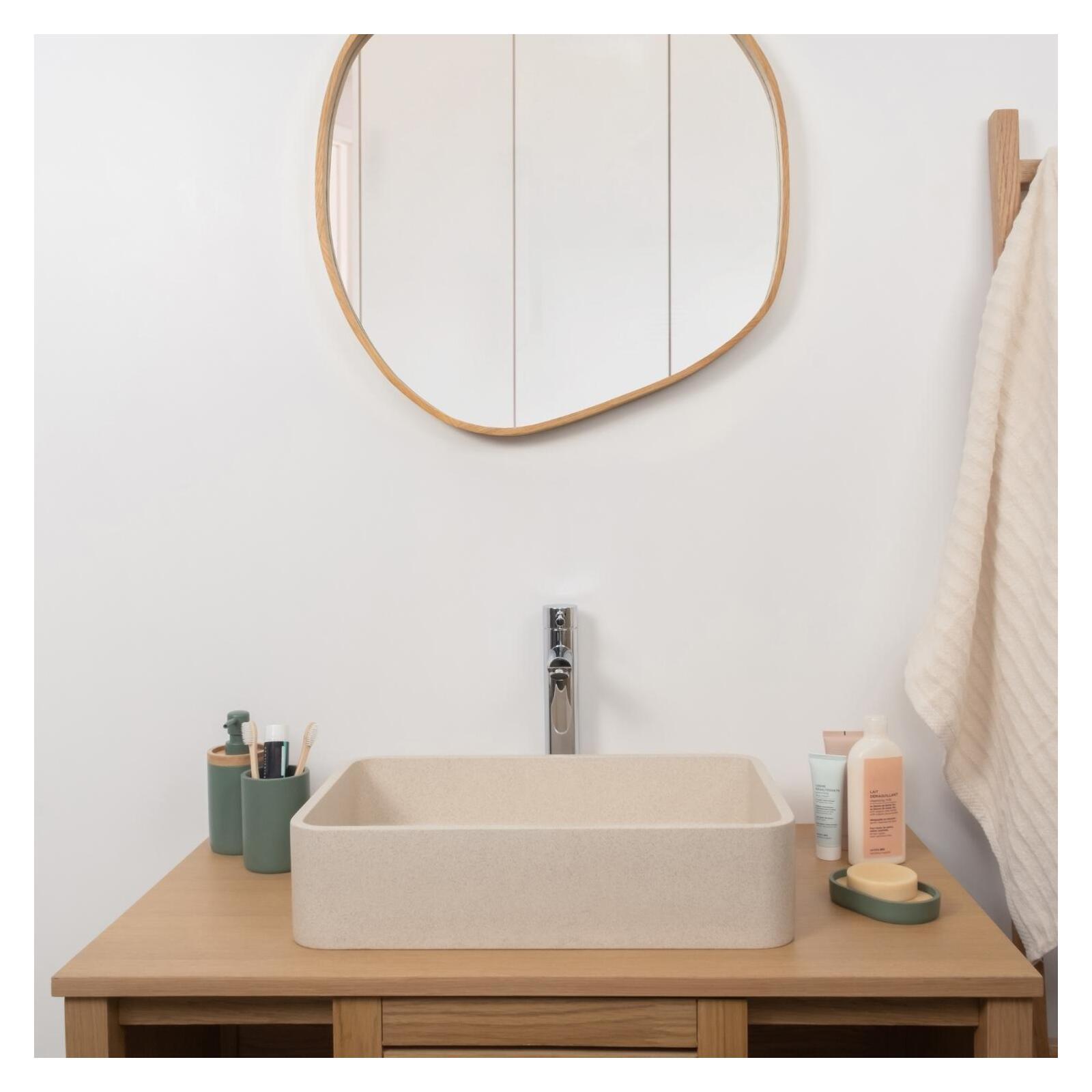 Lavabo sobre encimera rectangular sandy en gres beige 50x32,5cm