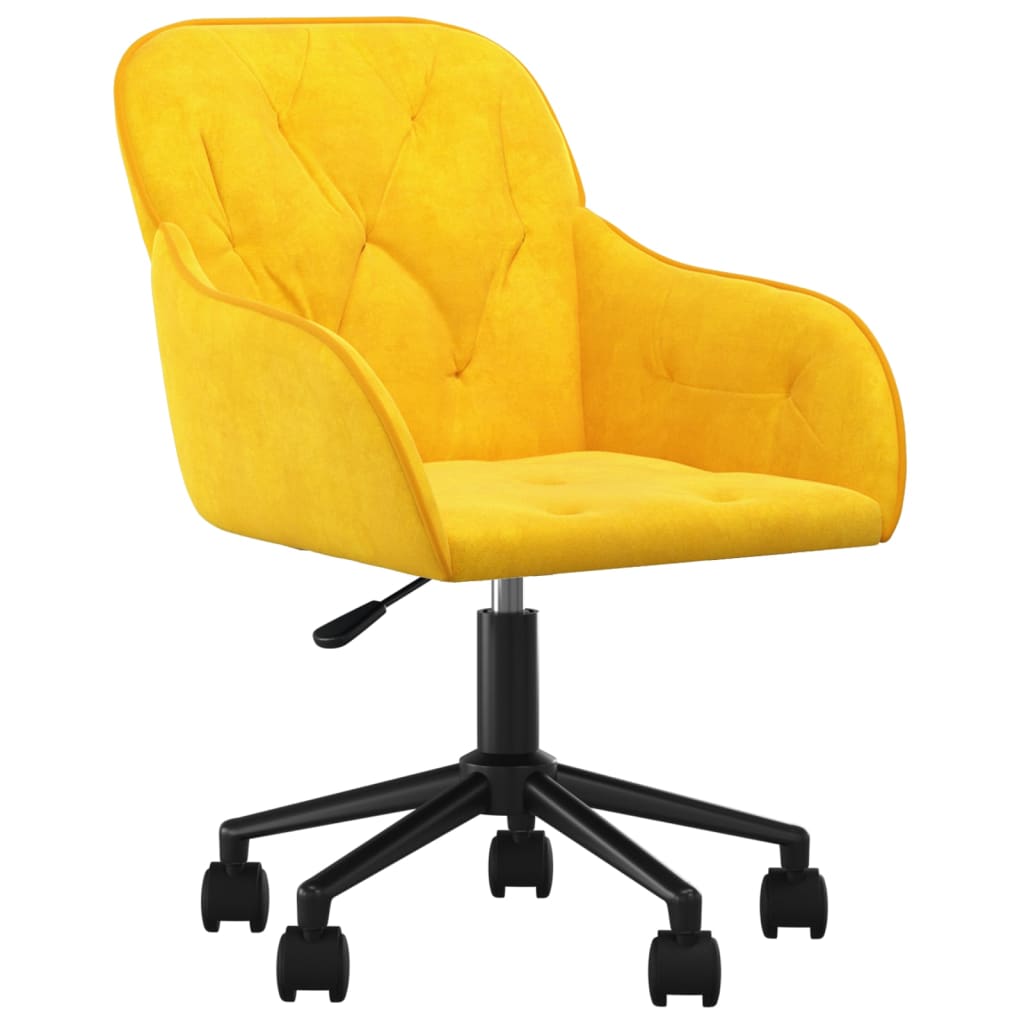Silla giratoria de oficina/estudio terciopelo amarillo 02_0024142
