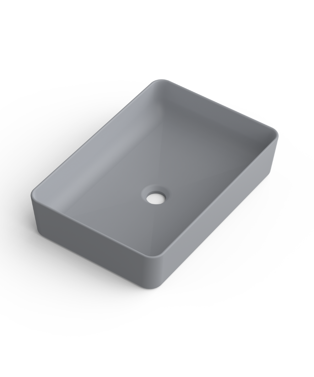Lavabo sobre encimera gris | lavamanos rectangular | 51x34cm