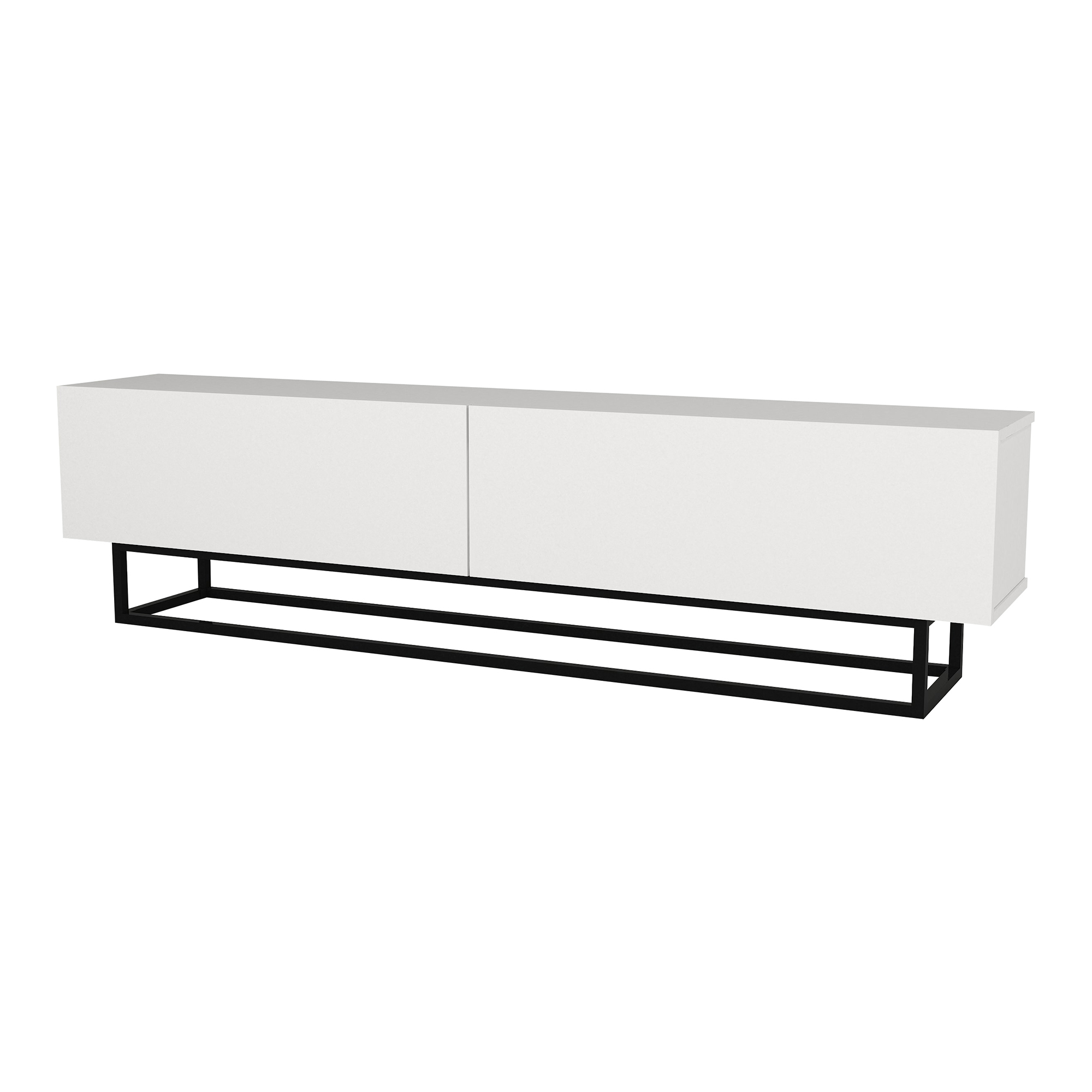 Mueble de tv nolven con 2 puertas base corta 180x32x47cm - blanco [en.casa]