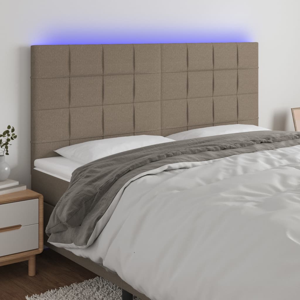 Cabecero con luces LED tela gris taupe 180x5x118/128 cm eerf6998