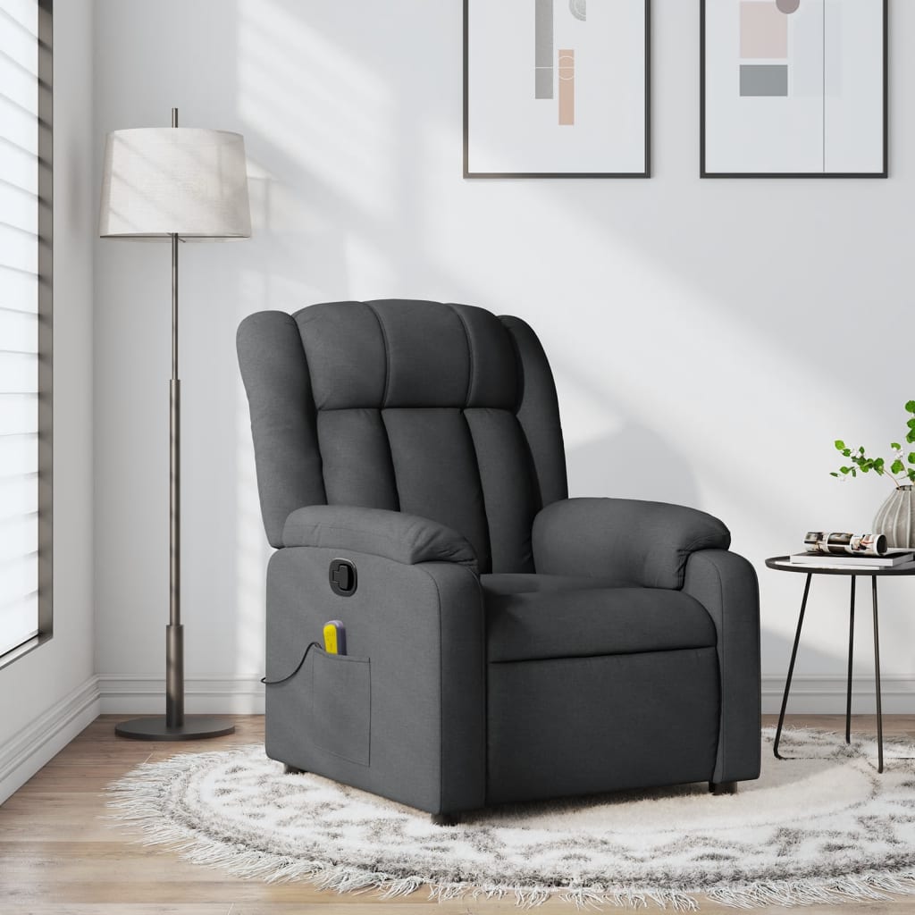 Sillón de masaje reclinable de tela gris oscuro es3416