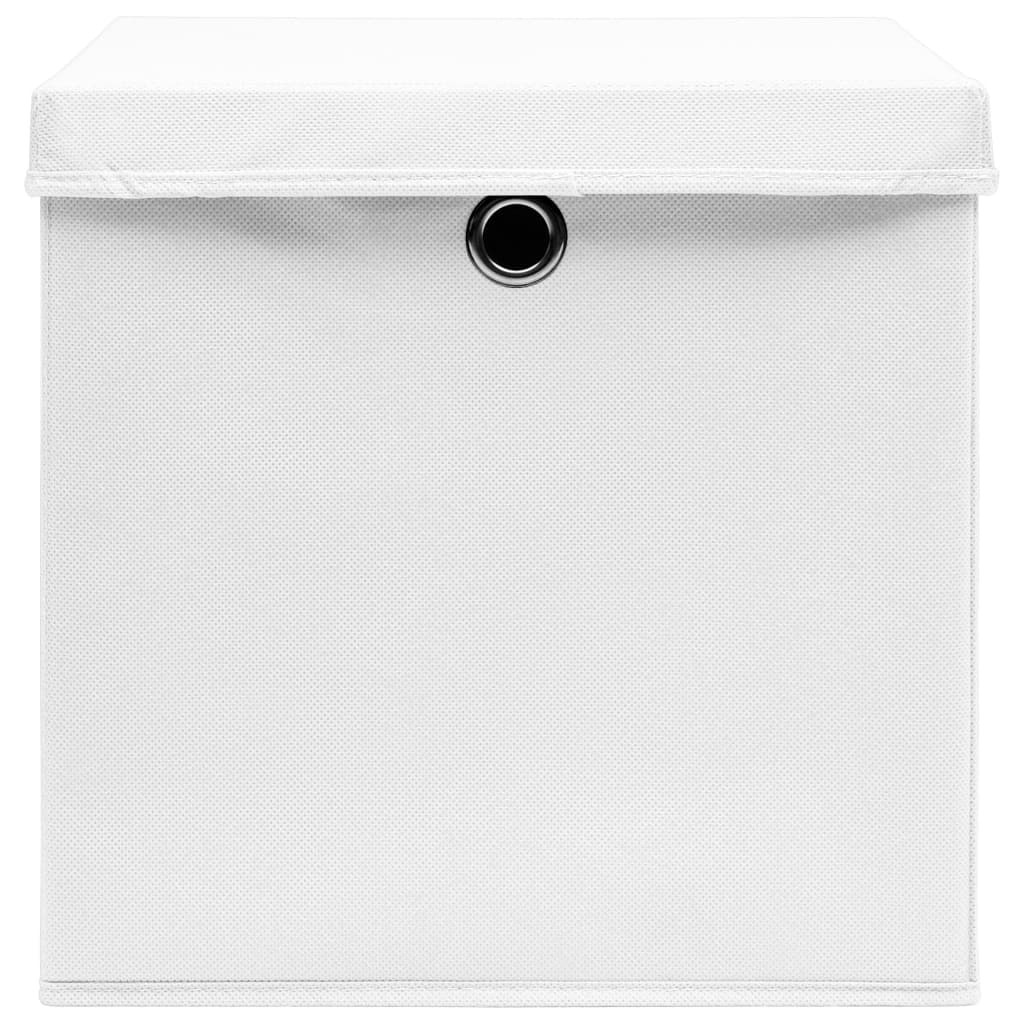vidaXL cajas de almacenaje con tapas 10 uds tela blanco 32x32x32 cm