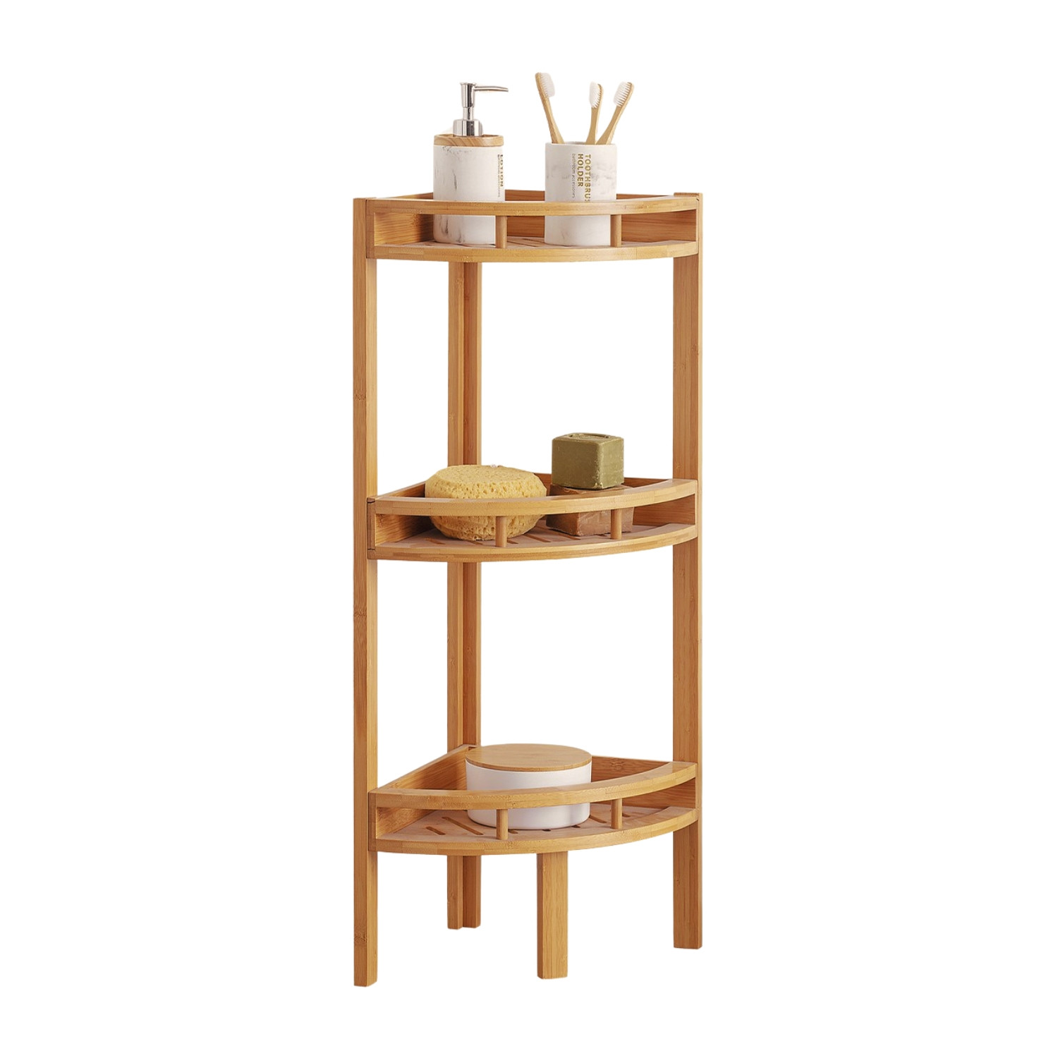 Estantería rinconera en bambú con 3 niveles canoply 85x29x29cm Thinia Home