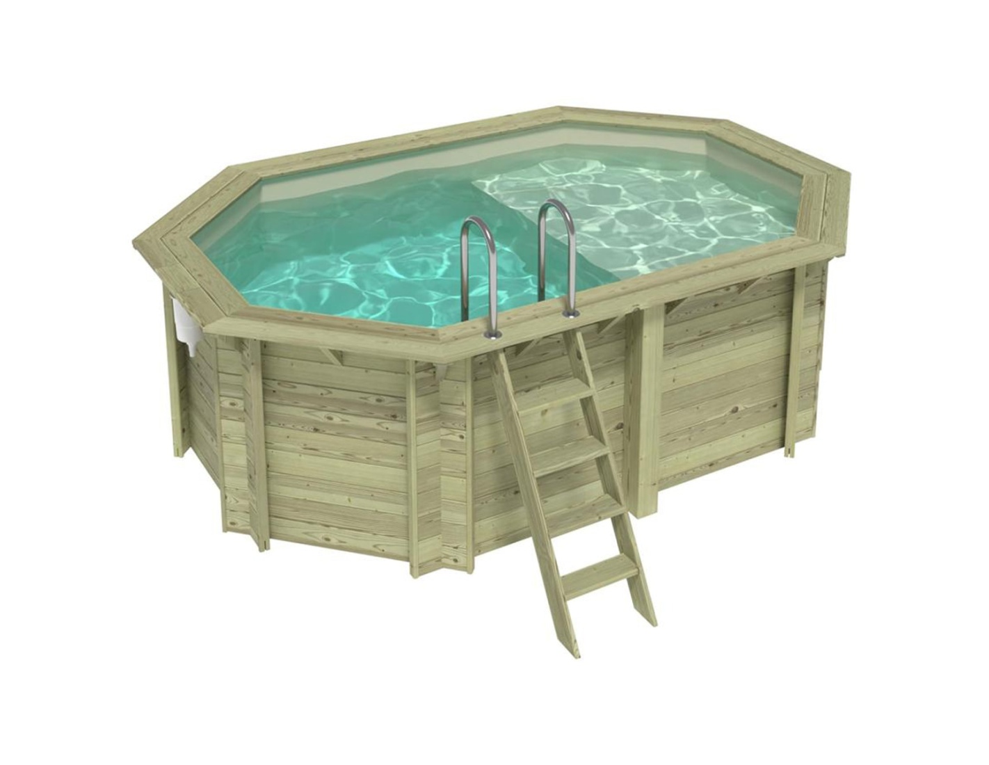 Piscina de madera nemo 4.3x3 - h.1.31 m con playa, arena, con vigas ipn