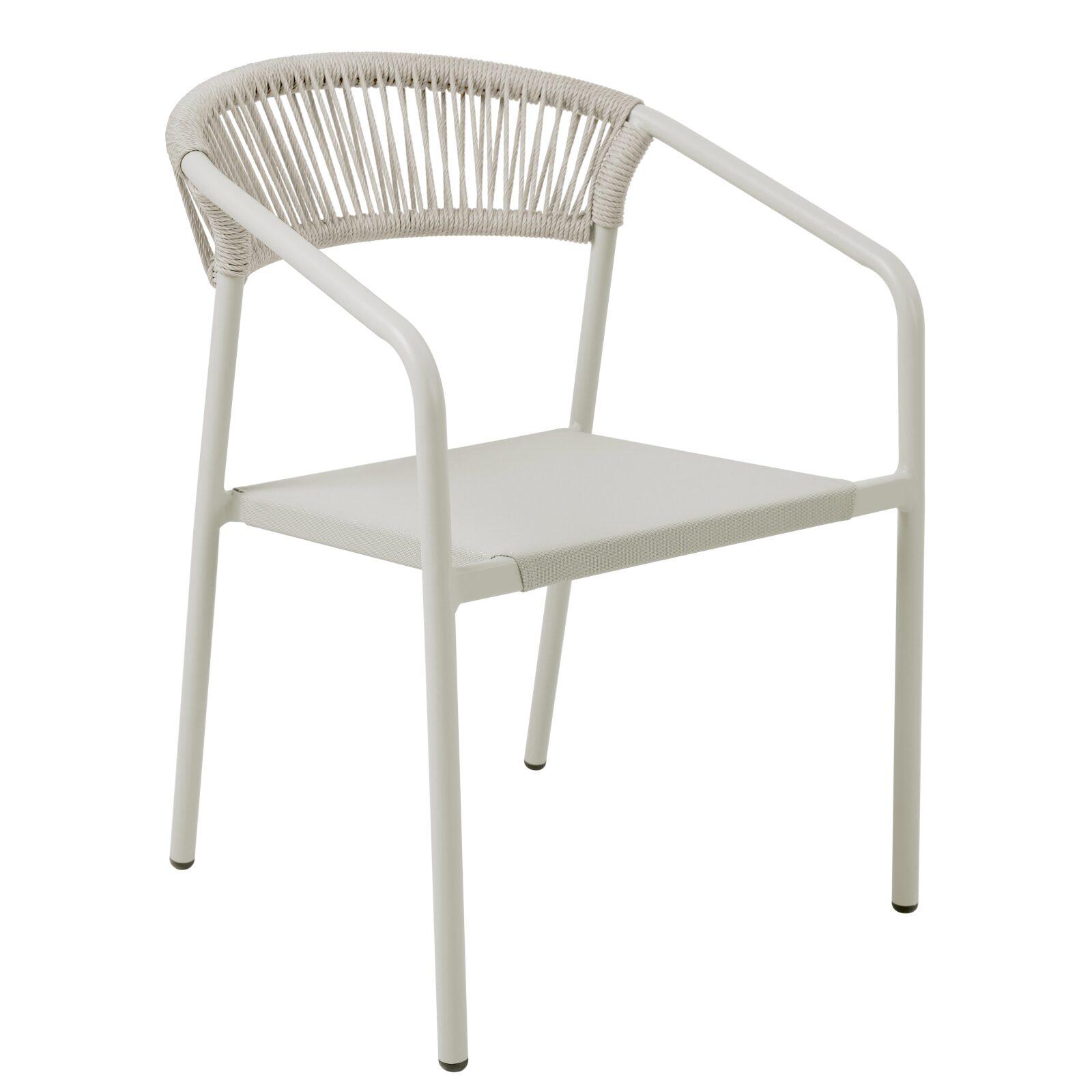 Silla de jardín de aluminio y ratán sintético con reposabrazos beige