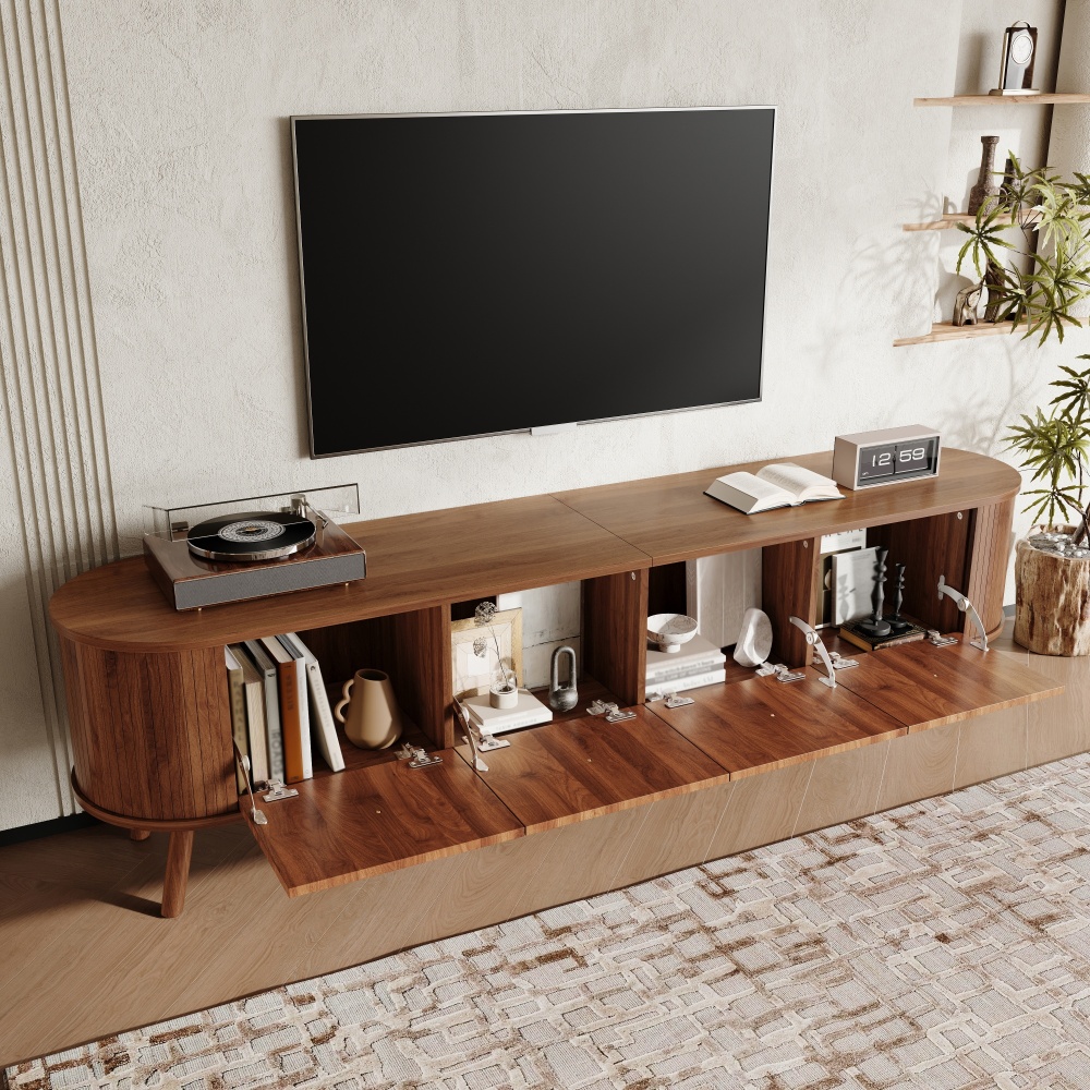 Mueble de tv con 4 puertas abatibles nogal 47x180x38cm
