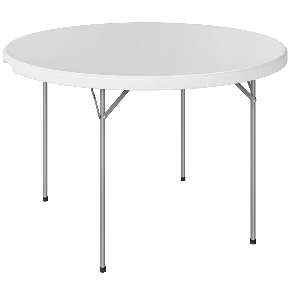 Mesa de camping 120x120x74 cm metal, hdpe color blanco Outsunny