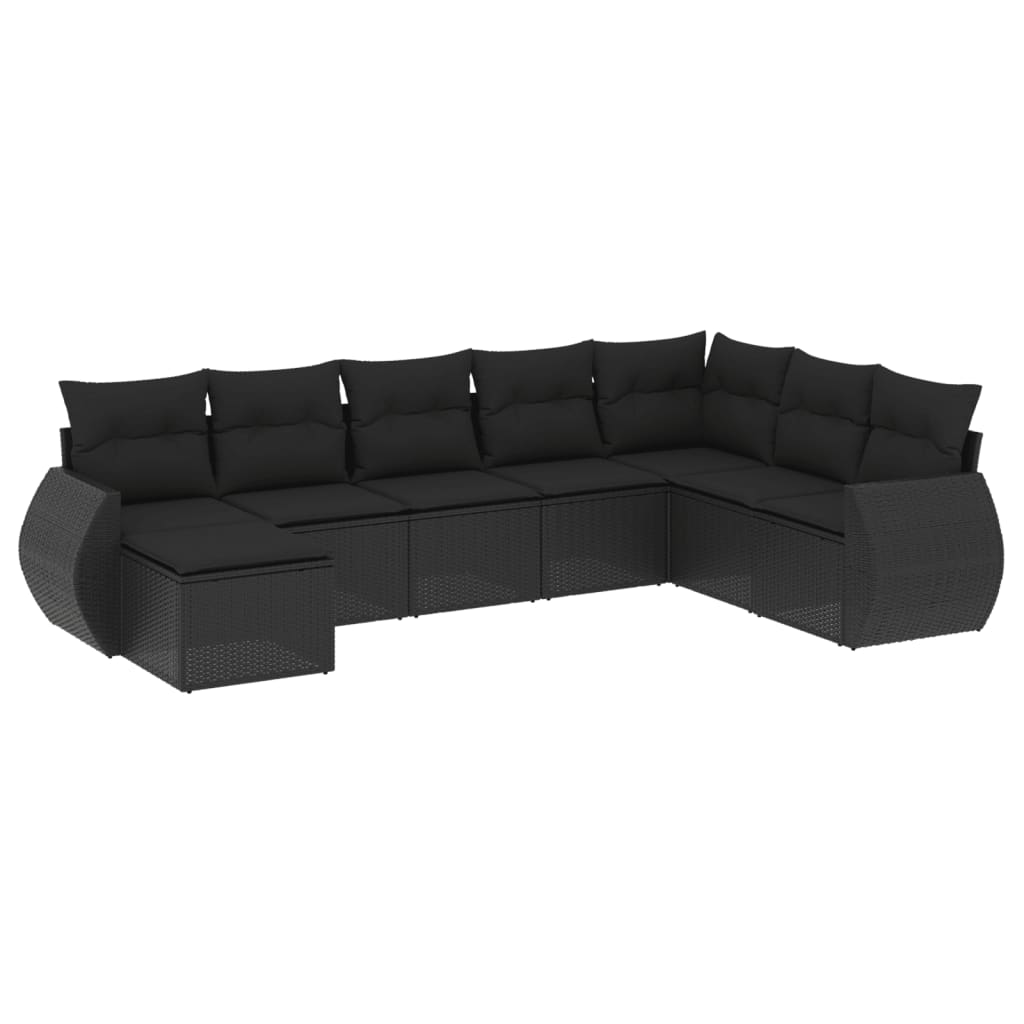 vidaXL set de sofás de jardín 8 piezas y cojines ratán sintético negro