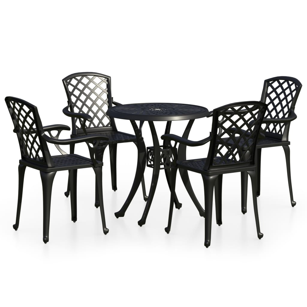 vidaXL mesa y sillas de bistró 5 piezas aluminio fundido negro