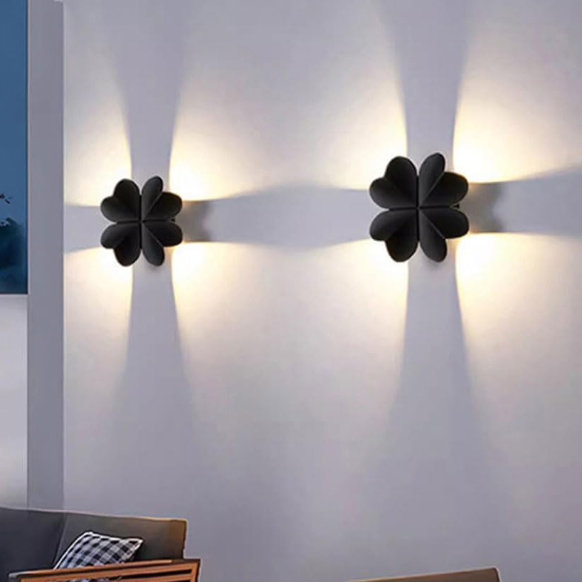Aplique de pared 2 uds. Interior y exterior trébol impermeable 3000 k