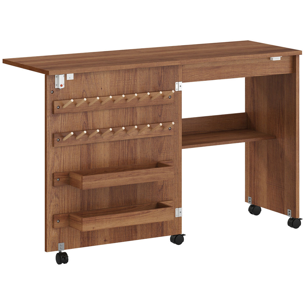 Mesa de costura 116.3x49.5x76.5 cm color marrón Homcom