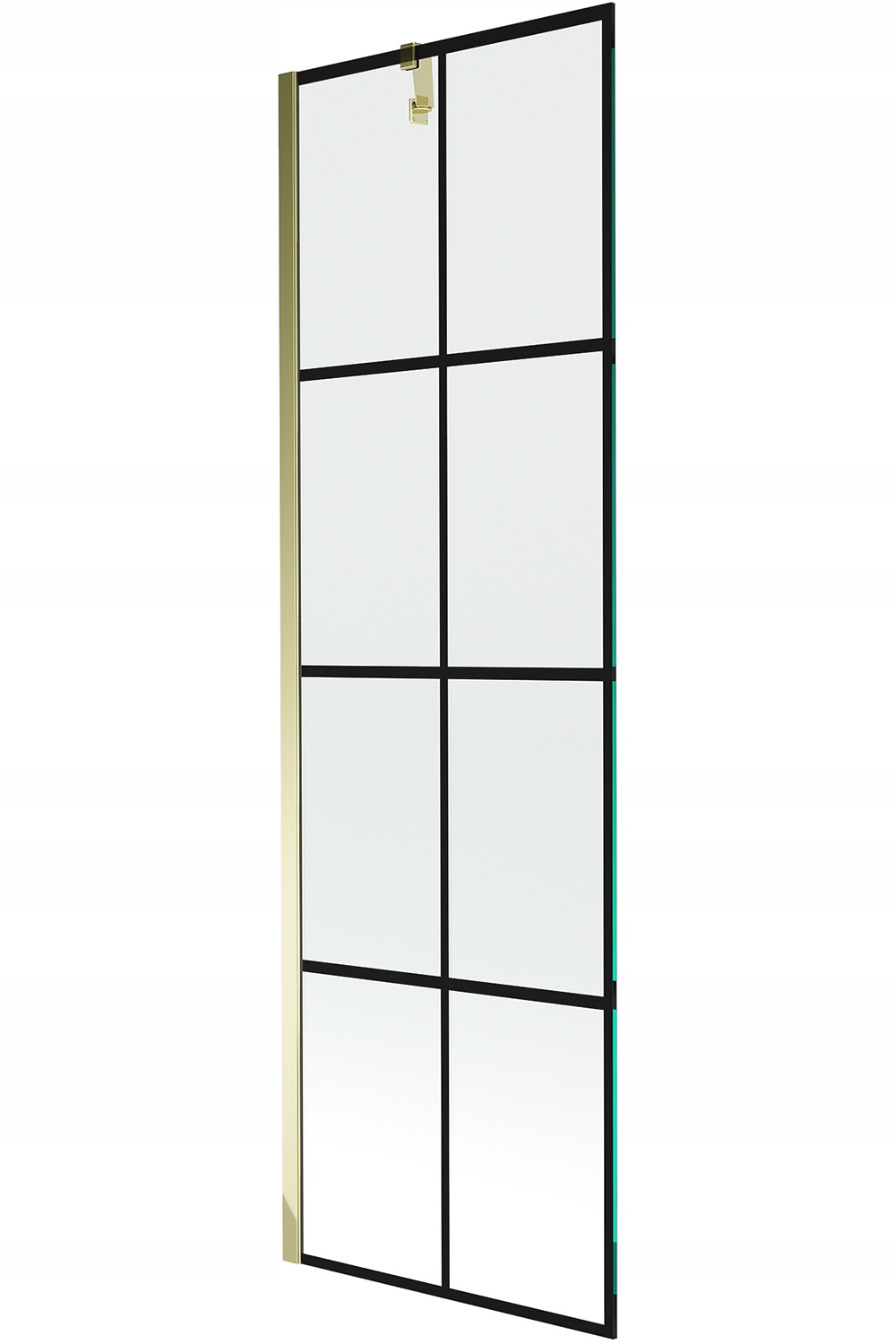 Mampara de bañera 1 hoja vidrio transparente, 60x150 cm, perfil dorado